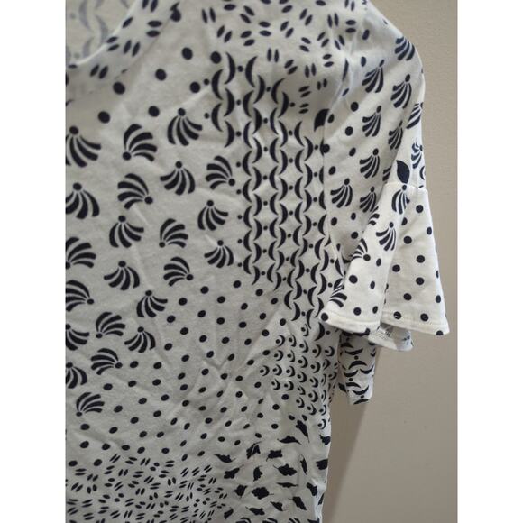 Ann Taylor Black White Career Top Geometric Jersey Knit Shirt Size Small Petite - Picture 4 of 5